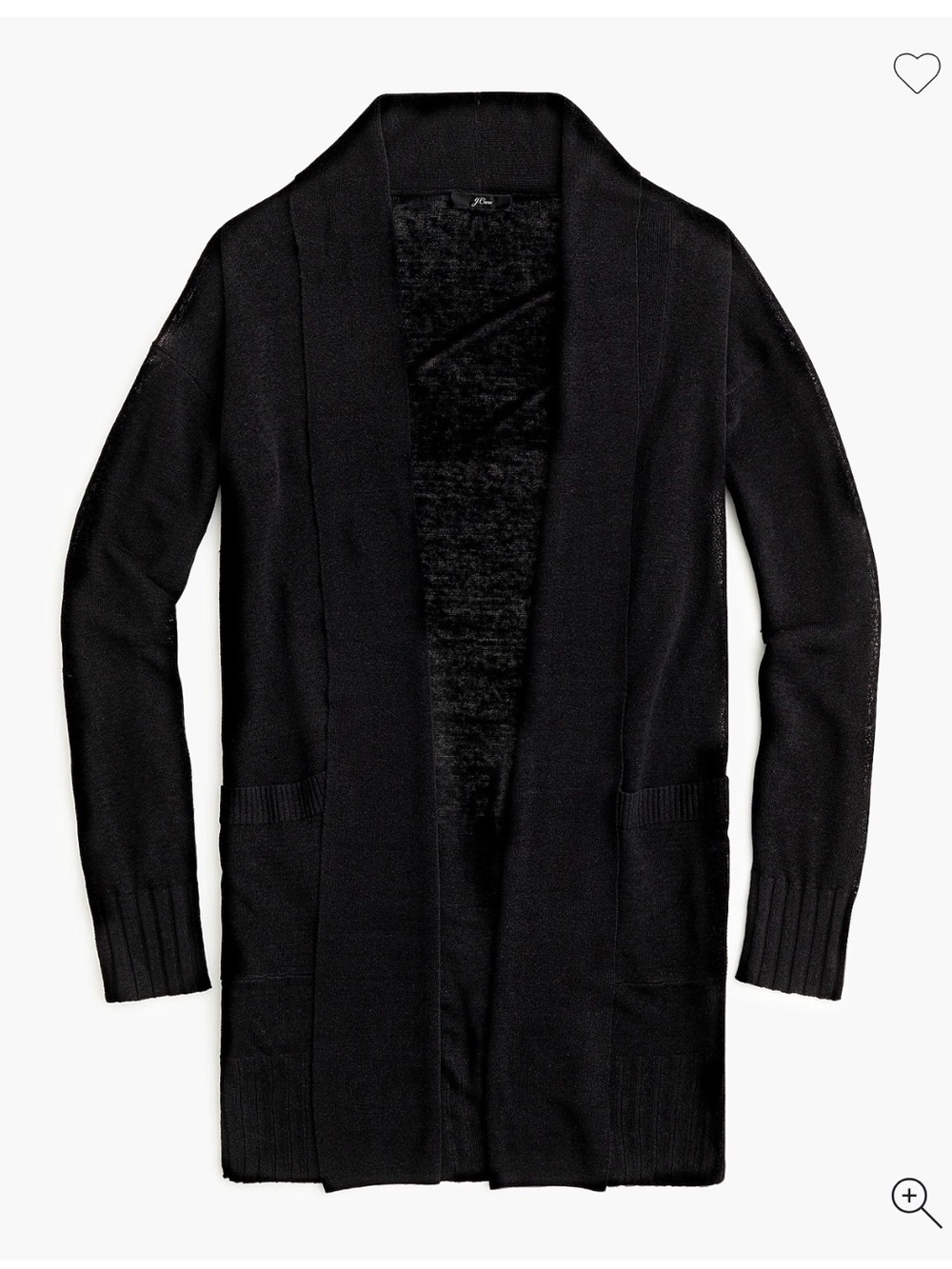 J. Crew Black Shawl-Collar Long Cardigan Small